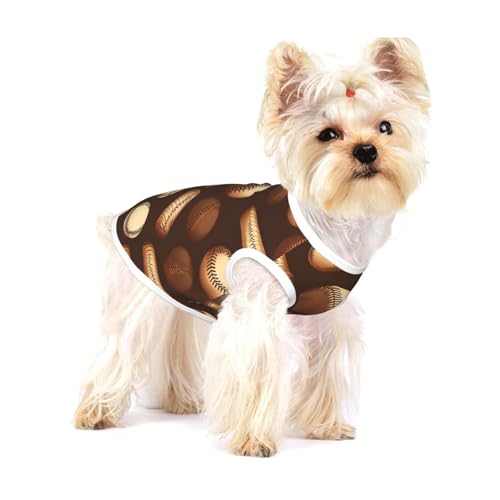 Leichtes Tanktop für Hunde, Retro-Baseball-Motiv, brauner Druck, für kleine Hunde, dehnbar, ärmellose Weste Leichtes Tanktop für Hunde, Retro-Baseball-Motiv, brauner Druck, für kleine Hunde, dehnbar, ärmellose Weste von GaxfjRu