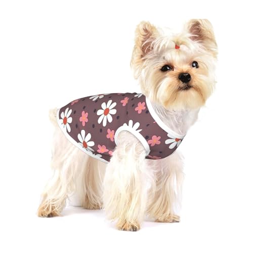 Leichtes Tanktop für Hunde, mit Sonnenblumen-Aufdruck, für kleine Hunde, dehnbar, ärmellos, Weiß Leichtes Tanktop für Hunde, mit Sonnenblumen-Aufdruck, für kleine Hunde, dehnbar, ärmellos, Weiß von GaxfjRu