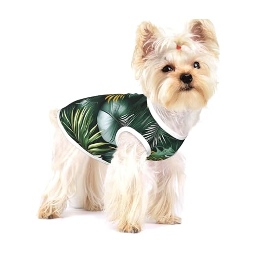 Leichtes Tanktop für Hunde, mit tropischen Palmenblättern, für kleine Hunde, dehnbar, ärmellos Leichtes Tanktop für Hunde, mit tropischen Palmenblättern, für kleine Hunde, dehnbar, ärmellos von GaxfjRu