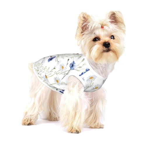 Leichtes Tanktop für Hunde mit Blumen und Kornblumen, Gänseblümchen, für kleine Hunde, dehnbar, ärmellos von GaxfjRu