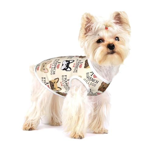Leichtes Tanktop mit französischem Hundeaufdruck, für kleine Hunde, dehnbar, ärmellos Leichtes Tanktop mit französischem Hundeaufdruck, für kleine Hunde, dehnbar, ärmellos von GaxfjRu