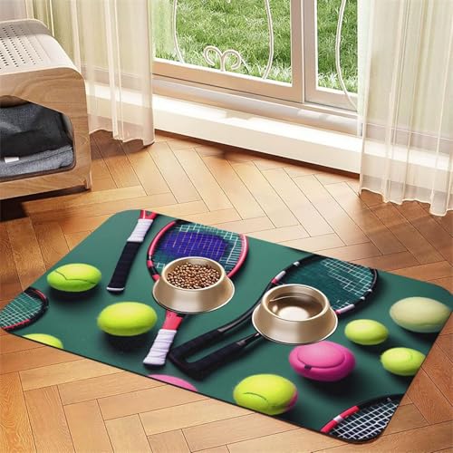 Lustige Futtermatte für Tennisschläger und Tennisbälle, saugfähig, rutschfest, PU-Leder, für Hunde und Katzen, Gummiunterseite Lustige Futtermatte für Tennisschläger und Tennisbälle, saugfähig, rutschfest, PU-Leder, für Hunde und Katzen, Gummiunterseite von GaxfjRu