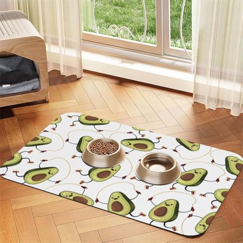 Lustige Futtermatte mit Cartoon-Avocado-Druck, saugfähig, rutschfest, PU-Leder, Futtermatte für Hunde und Katzen, Gummiunterseite Lustige Futtermatte mit Cartoon-Avocado-Druck, saugfähig, rutschfest, PU-Leder, Futtermatte für Hunde und Katzen, Gummiunterseite von GaxfjRu