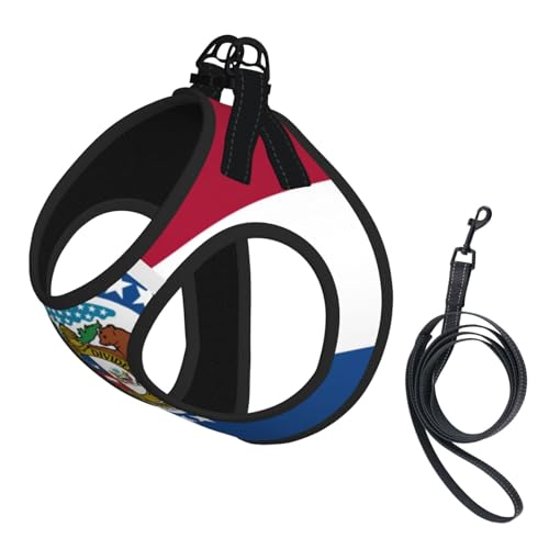 Missouri Hundegeschirr und Leine, Set mit Staatsflagge, reflektierend, verstellbar, Welpenweste für kleine, mittelgroße und große Hunde, Katzen Missouri Hundegeschirr und Leine, Set mit Staatsflagge, reflektierend, verstellbar, Welpenweste für kleine, mittelgroße und große Hunde, Katzen von GaxfjRu