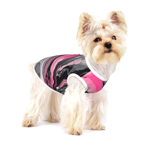 Pinks abstraktes marmorgraues T-Shirt für kleine Hunde, modisches Hemd für kleine Hunde, atmungsaktives ärmelloses Shirt für kleine Hunde von GaxfjRu