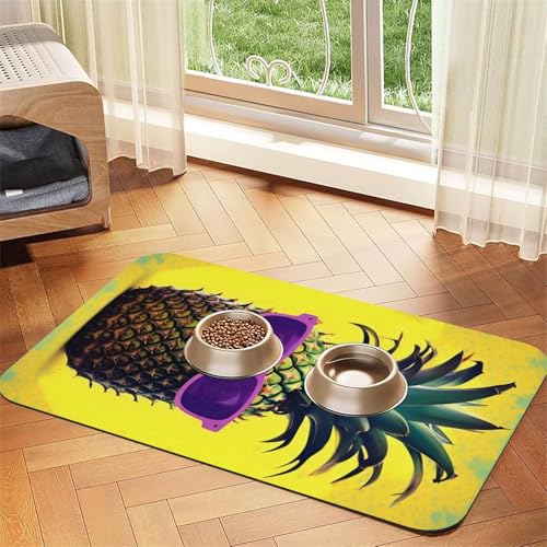 Psych Ananas-Zitat, Haustierfuttermatte, saugfähig, rutschfest, PU-Leder, Futtermatte für Hunde und Katzen, Gummiunterseite Psych Ananas-Zitat, Haustierfuttermatte, saugfähig, rutschfest, PU-Leder, Futtermatte für Hunde und Katzen, Gummiunterseite von GaxfjRu