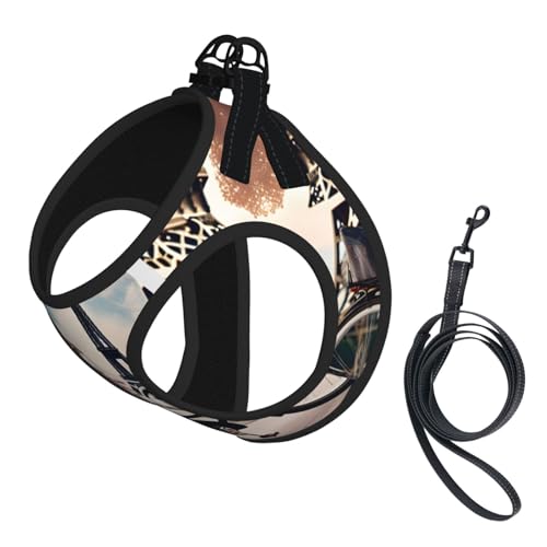 Romantisches Paris Hundegeschirr und Leine, Set mit Eiffelturm, Fahrrad-Druck, reflektierend, verstellbar, Welpenweste für kleine, mittelgroße und große Hunde, Katzen Romantisches Paris Hundegeschirr und Leine, Set mit Eiffelturm, Fahrrad-Druck, reflektierend, verstellbar, Welpenweste für kleine, mittelgroße und große Hunde, Katzen von GaxfjRu