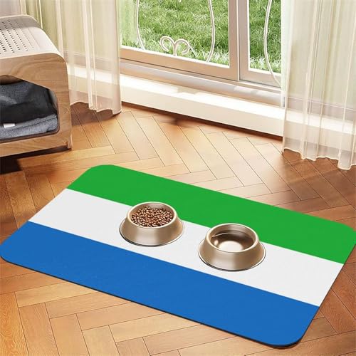 Sierra Leone Haustierfuttermatte, saugfähig, rutschfest, PU-Leder, Futtermatte für Hunde und Katzen, Gummiunterseite Sierra Leone Haustierfuttermatte, saugfähig, rutschfest, PU-Leder, Futtermatte für Hunde und Katzen, Gummiunterseite von GaxfjRu
