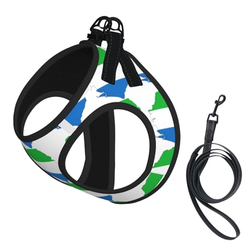 Sierra Leone Hundegeschirr und Leine, Set mit Flagge, reflektierend, verstellbar, Welpenweste für kleine, mittelgroße und große Hunde, Katzen Sierra Leone Hundegeschirr und Leine, Set mit Flagge, reflektierend, verstellbar, Welpenweste für kleine, mittelgroße und große Hunde, Katzen von GaxfjRu