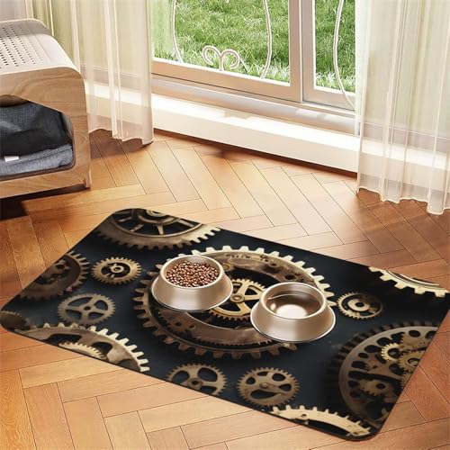 Steampunk Gears Print Pet Food Mat Absorbent Non Slip PU Leather Feeding Mat for Dogs Cats Rubber Bottom Steampunk Gears Print Pet Food Mat Absorbent Non Slip PU Leather Feeding Mat for Dogs Cats Rubber Bottom von GaxfjRu