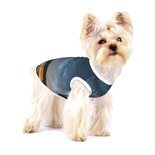 T-Shirt für kleine Hunde, Motiv: Nachthimmel, Sonnenuntergang, modisch, atmungsaktiv, ärmellos, für kleine Hunde T-Shirt für kleine Hunde, Motiv: Nachthimmel, Sonnenuntergang, modisch, atmungsaktiv, ärmellos, für kleine Hunde von GaxfjRu