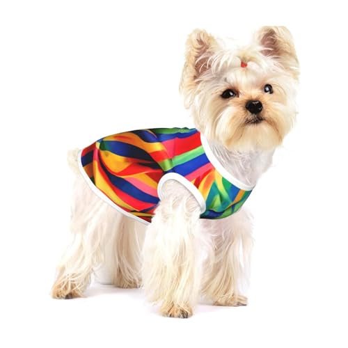 T-Shirt für kleine Hunde, Regenbogenfarben, gestreift, atmungsaktiv, ärmellos, für kleine Hunde T-Shirt für kleine Hunde, Regenbogenfarben, gestreift, atmungsaktiv, ärmellos, für kleine Hunde von GaxfjRu