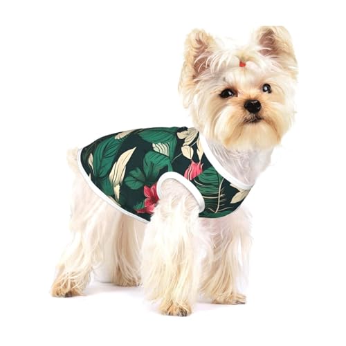 T-Shirt mit Blumenblatt-Aufdruck für kleine Hunde, modisches Hemd, atmungsaktiv, ärmellos für kleine Hunde T-Shirt mit Blumenblatt-Aufdruck für kleine Hunde, modisches Hemd, atmungsaktiv, ärmellos für kleine Hunde von GaxfjRu