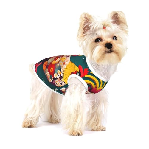 T-Shirt mit Blumenherz und Huhn-Aufdruck für kleine Hunde, modisches Hemd, atmungsaktiv, ärmellos für kleine Hunde T-Shirt mit Blumenherz und Huhn-Aufdruck für kleine Hunde, modisches Hemd, atmungsaktiv, ärmellos für kleine Hunde von GaxfjRu