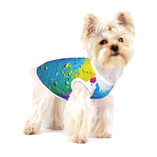 T-Shirt mit Farbspritzer-Hintergrund, für kleine Hunde, modisches Hemd, atmungsaktiv, ärmellos, für kleine Hunde T-Shirt mit Farbspritzer-Hintergrund, für kleine Hunde, modisches Hemd, atmungsaktiv, ärmellos, für kleine Hunde von GaxfjRu