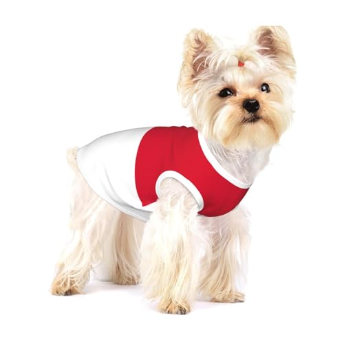 T-Shirt mit Flagge von Monaco für kleine Hunde, modisches Hemd, atmungsaktiv, ärmellos, für kleine Hunde von GaxfjRu