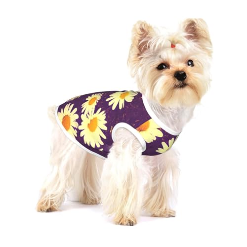 T-Shirt mit Gänseblümchen-Motiv, für kleine Hunde, modisch, atmungsaktiv, ärmellos, für kleine Hunde, Violett T-Shirt mit Gänseblümchen-Motiv, für kleine Hunde, modisch, atmungsaktiv, ärmellos, für kleine Hunde, Violett von GaxfjRu