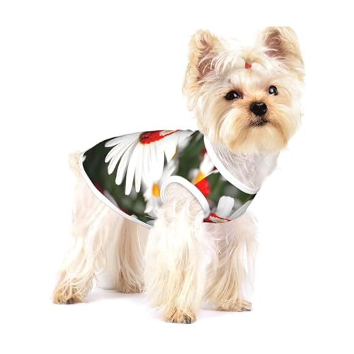 T-Shirt mit Gänseblümchen-Print für kleine Hunde, modisches Hemd, atmungsaktiv, ärmellos, für kleine Hunde von GaxfjRu