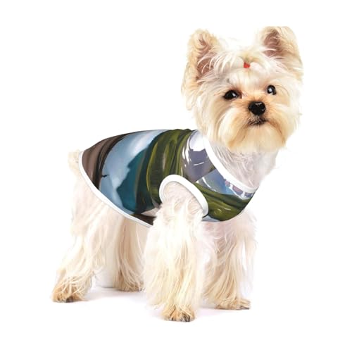 T-Shirt mit Gletscher-Nationalpark-Aufdruck, für kleine Hunde, modisches Hemd, atmungsaktiv, ärmellos, für kleine Hunde T-Shirt mit Gletscher-Nationalpark-Aufdruck, für kleine Hunde, modisches Hemd, atmungsaktiv, ärmellos, für kleine Hunde von GaxfjRu