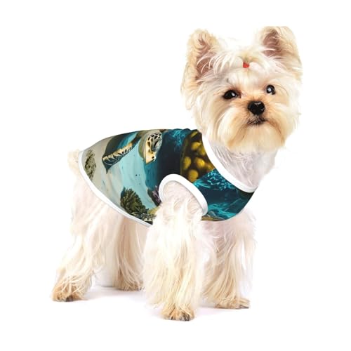 T-Shirt mit Meeresschildkröten-Aufdruck für kleine Hunde, modisches Hemd, atmungsaktiv, ärmellos für kleine Hunde T-Shirt mit Meeresschildkröten-Aufdruck für kleine Hunde, modisches Hemd, atmungsaktiv, ärmellos für kleine Hunde von GaxfjRu