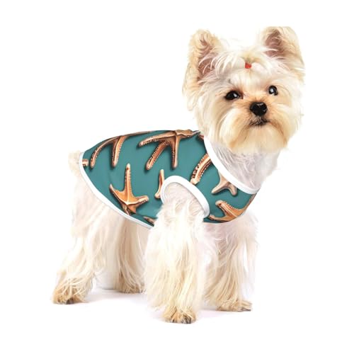 T-Shirt mit Muschelmotiv, Seestern-Druck, für kleine Hunde, modisches Hemd, atmungsaktiv, ärmellos für kleine Hunde T-Shirt mit Muschelmotiv, Seestern-Druck, für kleine Hunde, modisches Hemd, atmungsaktiv, ärmellos für kleine Hunde von GaxfjRu