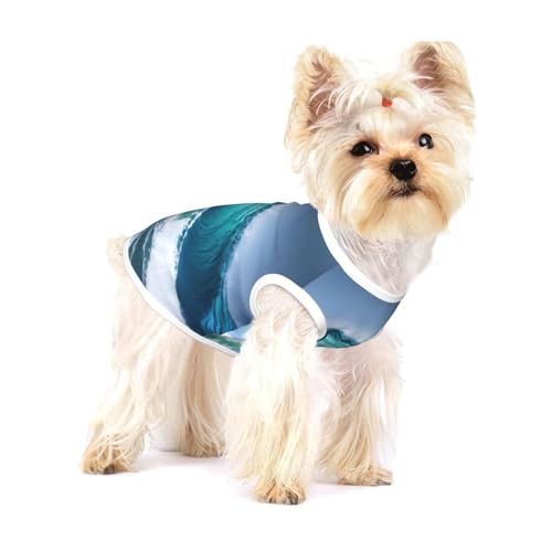 T-Shirt mit Ozeanwellen-Aufdruck für kleine Hunde, modisches Hemd, atmungsaktiv, ärmellos für kleine Hunde T-Shirt mit Ozeanwellen-Aufdruck für kleine Hunde, modisches Hemd, atmungsaktiv, ärmellos für kleine Hunde von GaxfjRu