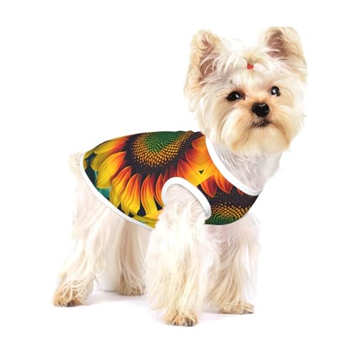 T-Shirt mit Regenbogen-Sonnenblumen-Aufdruck für kleine Hunde, modisches Hemd, atmungsaktiv, ärmellos für kleine Hunde T-Shirt mit Regenbogen-Sonnenblumen-Aufdruck für kleine Hunde, modisches Hemd, atmungsaktiv, ärmellos für kleine Hunde von GaxfjRu