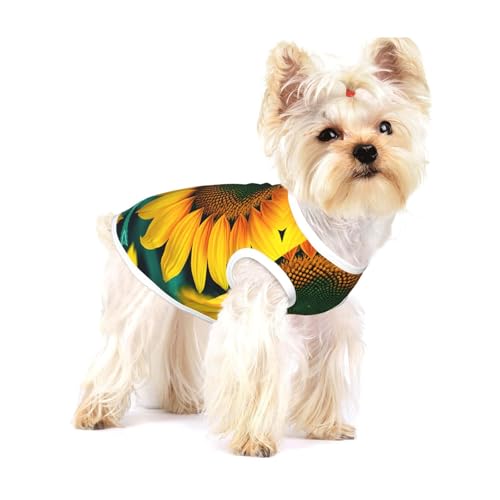 T-Shirt mit Regenbogen-Sonnenblumen-Aufdruck für kleine Hunde, modisches Hemd, atmungsaktiv, ärmellos für kleine Hunde T-Shirt mit Regenbogen-Sonnenblumen-Aufdruck für kleine Hunde, modisches Hemd, atmungsaktiv, ärmellos für kleine Hunde von GaxfjRu