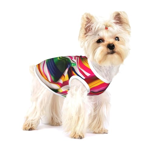 T-Shirt mit Regenbogenstreifen-Print für kleine Hunde, modisches Hemd, atmungsaktiv, ärmellos für kleine Hunde T-Shirt mit Regenbogenstreifen-Print für kleine Hunde, modisches Hemd, atmungsaktiv, ärmellos für kleine Hunde von GaxfjRu