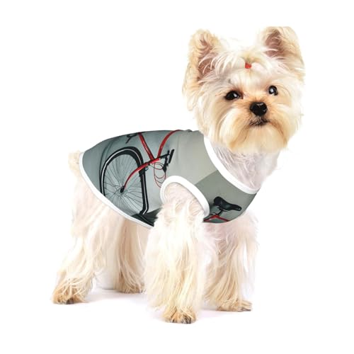 T-Shirt mit Retro-Fahrradmuster für kleine Hunde, modisches Hemd, atmungsaktiv, ärmellos, für kleine Hunde T-Shirt mit Retro-Fahrradmuster für kleine Hunde, modisches Hemd, atmungsaktiv, ärmellos, für kleine Hunde von GaxfjRu
