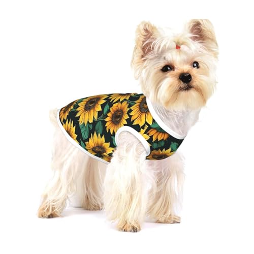 T-Shirt mit Sonnenblumen-Aufdruck für kleine Hunde, modisches Hemd, atmungsaktiv, ärmellos für kleine Hunde T-Shirt mit Sonnenblumen-Aufdruck für kleine Hunde, modisches Hemd, atmungsaktiv, ärmellos für kleine Hunde von GaxfjRu
