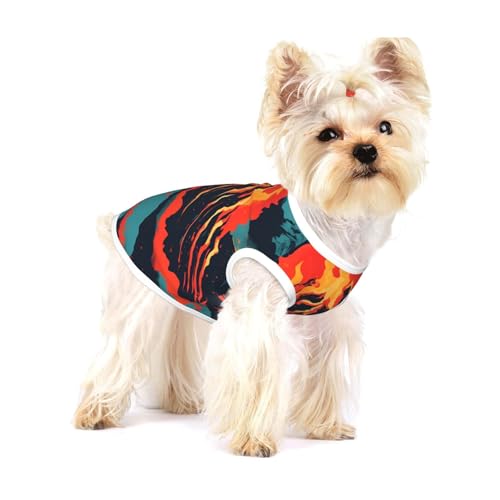 T-Shirt mit Vulkanaufdruck für kleine Hunde, modisches Hemd, atmungsaktiv, ärmellos für kleine Hunde T-Shirt mit Vulkanaufdruck für kleine Hunde, modisches Hemd, atmungsaktiv, ärmellos für kleine Hunde von GaxfjRu