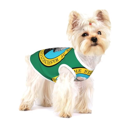 T-Shirt mit Washington-Flagge für kleine Hunde, modisches Hemd, atmungsaktiv, ärmellos für kleine Hunde von GaxfjRu