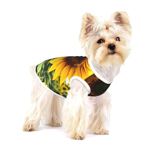 T-Shirt mit gelbem Sonnenblumendruck für kleine Hunde, modisches Hemd, atmungsaktiv, ärmellos für kleine Hunde T-Shirt mit gelbem Sonnenblumendruck für kleine Hunde, modisches Hemd, atmungsaktiv, ärmellos für kleine Hunde von GaxfjRu