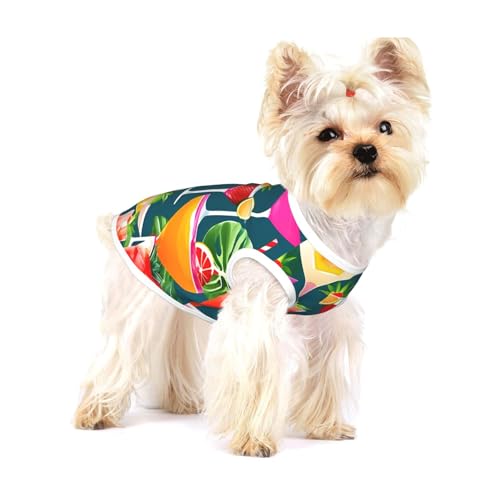 T-Shirt mit tropischem Cocktail-Aufdruck für kleine Hunde, modisches Hemd, atmungsaktiv, ärmellos für kleine Hunde von GaxfjRu