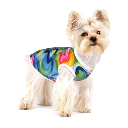 T-Shirts mit Batikdruck für kleine Hunde, modisches Hemd, atmungsaktiv, ärmellos für kleine Hunde T-Shirts mit Batikdruck für kleine Hunde, modisches Hemd, atmungsaktiv, ärmellos für kleine Hunde von GaxfjRu