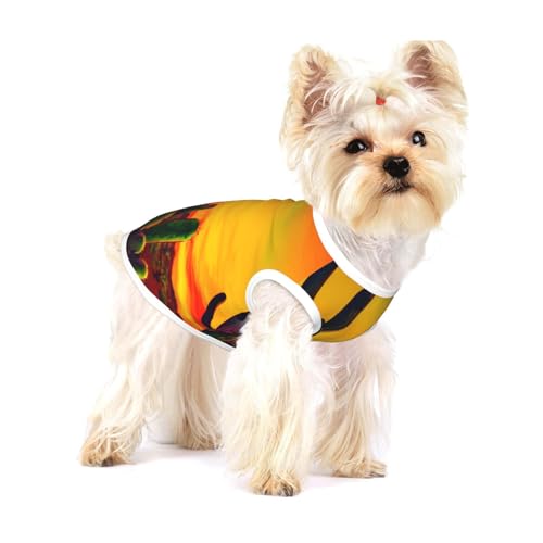 T-Shirts mit Kaktus in Wüstenmuster, für kleine Hunde, modisches Hemd, atmungsaktiv, ärmellos für kleine Hunde von GaxfjRu