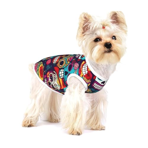 T-Shirts mit Totenkopf-Aufdruck für kleine Hunde, modisches Hemd, atmungsaktiv, ärmellos für kleine Hunde T-Shirts mit Totenkopf-Aufdruck für kleine Hunde, modisches Hemd, atmungsaktiv, ärmellos für kleine Hunde von GaxfjRu