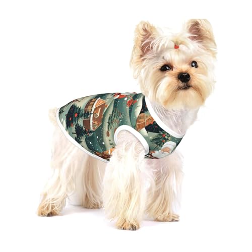 T-Shirts mit Weihnachtsdorfaufdruck für kleine Hunde, modisches Hemd, atmungsaktiv, ärmellos für kleine Hunde von GaxfjRu