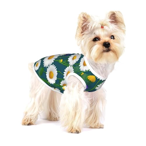 T-Shirts mit Wildblumen- und Gänseblümchen-Aufdruck für kleine Hunde, modisches Hemd, atmungsaktiv, ärmellos für kleine Hunde T-Shirts mit Wildblumen- und Gänseblümchen-Aufdruck für kleine Hunde, modisches Hemd, atmungsaktiv, ärmellos für kleine Hunde von GaxfjRu