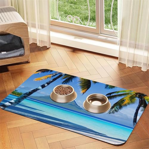 Tahiti Beaches Haustierfuttermatte, saugfähig, rutschfest, PU-Leder, Futtermatte für Hunde und Katzen, Gummiunterseite Tahiti Beaches Haustierfuttermatte, saugfähig, rutschfest, PU-Leder, Futtermatte für Hunde und Katzen, Gummiunterseite von GaxfjRu
