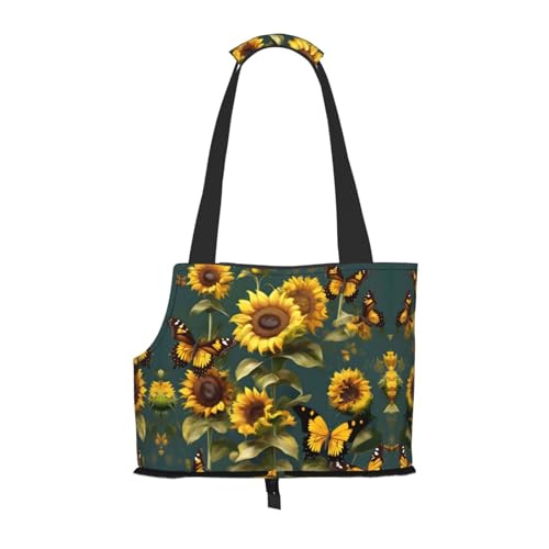 Tragetasche für kleine Hunde, Katzen und Kaninchen, Motiv: Sonnenblumen, Schmetterlinge Tragetasche für kleine Hunde, Katzen und Kaninchen, Motiv: Sonnenblumen, Schmetterlinge von GaxfjRu