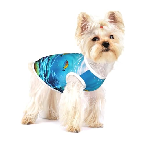 Tranquil Underwater Scenery T-Shirt für kleine Hunde, modisches Hemd, atmungsaktiv, ärmellos, für kleine Hunde Tranquil Underwater Scenery T-Shirt für kleine Hunde, modisches Hemd, atmungsaktiv, ärmellos, für kleine Hunde von GaxfjRu