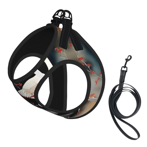 Two Japanese Cranes flying traditional painting print Dog Harness and Leash Set, Reflective Adjustable Puppy Vest for Small Medium Large Dogs, Cats Two Japanese Cranes flying traditional painting print Dog Harness and Leash Set, Reflective Adjustable Puppy Vest for Small Medium Large Dogs, Cats von GaxfjRu