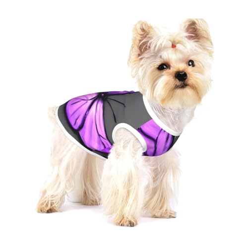 Violette T-Shirts mit Schmetterlings-Aufdruck, für kleine Hunde, modisches Hemd, atmungsaktiv, ärmellos für kleine Hunde von GaxfjRu