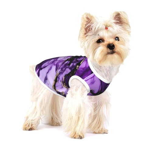 Violettes Marmor-T-Shirt für kleine Hunde, modisches Hemd, atmungsaktiv, ärmellos für kleine Hunde Violettes Marmor-T-Shirt für kleine Hunde, modisches Hemd, atmungsaktiv, ärmellos für kleine Hunde von GaxfjRu