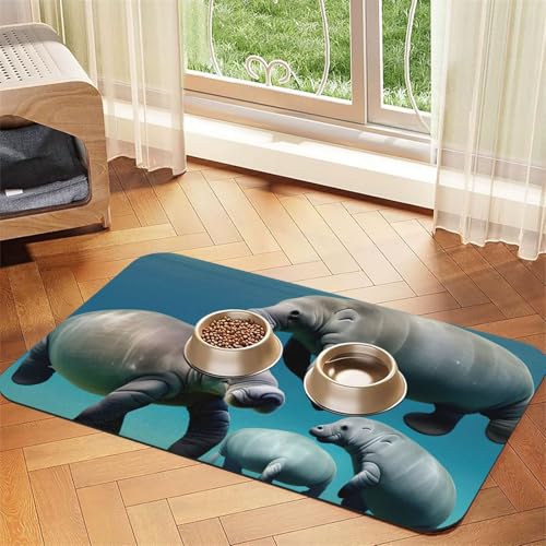 Walruse Tierfuttermatte, saugfähig, rutschfest, PU-Leder, Futtermatte für Hunde und Katzen, Gummiunterseite Walruse Tierfuttermatte, saugfähig, rutschfest, PU-Leder, Futtermatte für Hunde und Katzen, Gummiunterseite von GaxfjRu