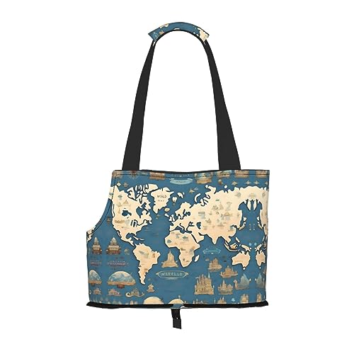 Welpentragetasche mit Weltkarten-Aufdruck, für kleine Hunde, Katzen und Kaninchen Welpentragetasche mit Weltkarten-Aufdruck, für kleine Hunde, Katzen und Kaninchen von GaxfjRu
