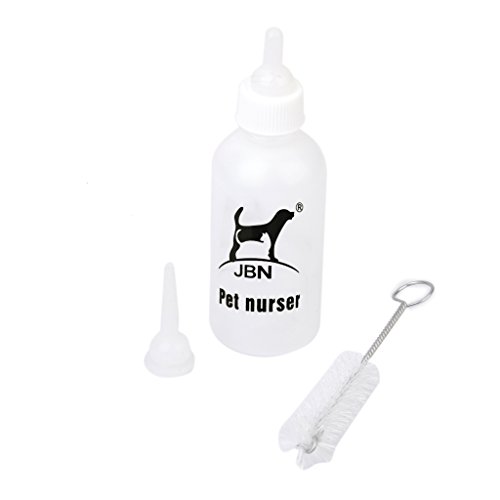 Gazechimp 50ML Weiß Aufzuchtflasche Saugflasche Milch Wasser Flasche SET für Hund Katze Welpen ( Flasche + Bürste + Sauger ) von Gazechimp