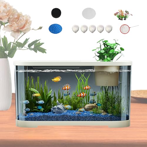 Gazocua Aquarium Tank | Betta Fisch Aquarien | Komplettset Mit Zubehör Für Anfänger Erwachsene Guppys Quallen Kampffische Zimmer Schreibtisch Deko Gazocua Aquarium Tank | Betta Fisch Aquarien | Komplettset Mit Zubehör Für Anfänger Erwachsene Guppys Quallen Kampffische Zimmer Schreibtisch Deko von Gazocua